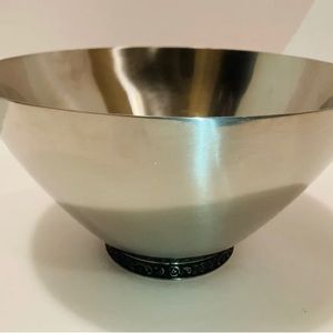 Oneida Mediterranea Serving Salad Bowl Custom 18/8 Stainless Floral 9.5"